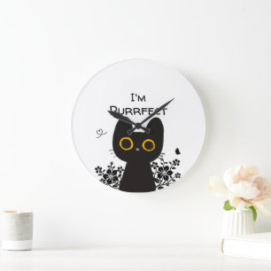 Ik ben Purrfecte Cute Zwarte Kat Wandklok