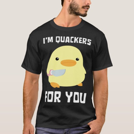 Ik ben Quackers Voor Jou Eend Met Mes Meme T-shirt (Voorkant)