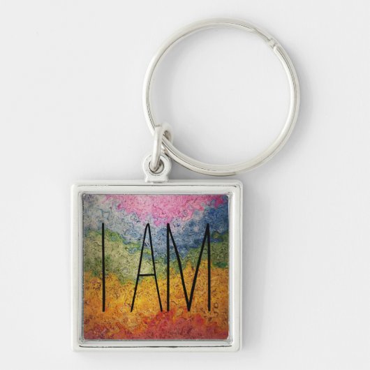 IK BEN Rainbow Wavy Stripes Sleutelhanger (Voorkant)