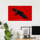 IK BEN RAVEN III Vliegend Black Raven Art Poster (Thuiskantoor)