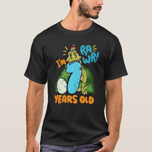 Ik ben Rawr 7 jaar oud Tyrannosaurus Dinosaur Kind T-shirt (Voorkant)