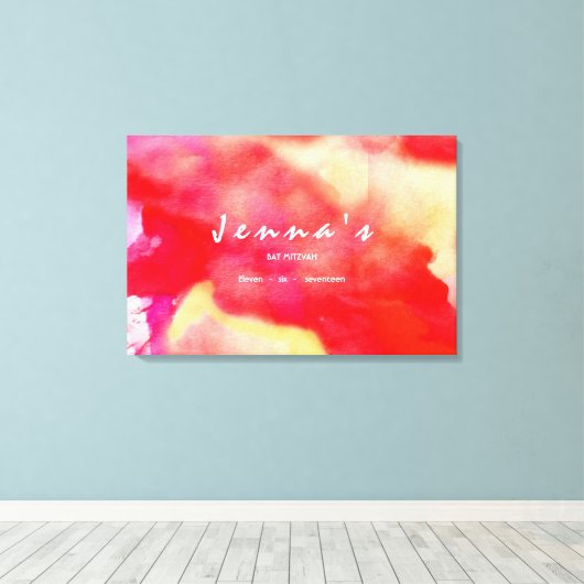 Ik ben RED WATERVERF Bat Mitzvah Inloggen Board Canvas Afdruk (Insitu (Houten vloer))