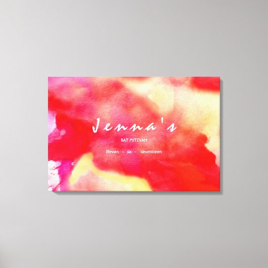 Ik ben RED WATERVERF Bat Mitzvah Inloggen Board Canvas Afdruk (Voorkant)