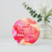 Ik ben RED WATERVERF Bat Mitzvah Uitnodiging (Staand voorkant)