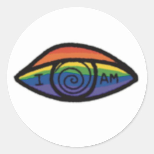 IK BEN Regenboog trots Ronde Sticker (Voorkant)