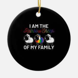 Ik ben regenboogschapen van mijn familie   Schapen Keramisch Ornament