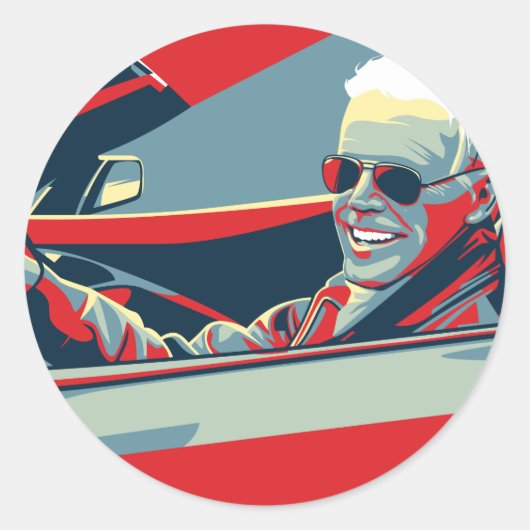 IK BEN RIDIN MET BIDEN RONDE STICKER (Voorkant)