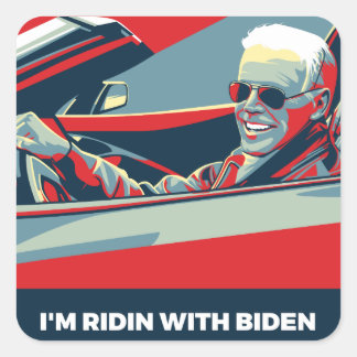 IK BEN RIDIN MET BIDEN VIERKANTE STICKER