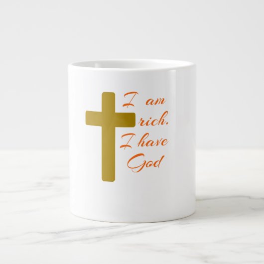 IK BEN RIJK. IK HEB GOD. GROTE KOFFIEKOP (Voorkant)