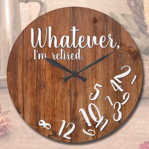 Ik ben Rustic Wood Funny Retirement Brown Grote Klok