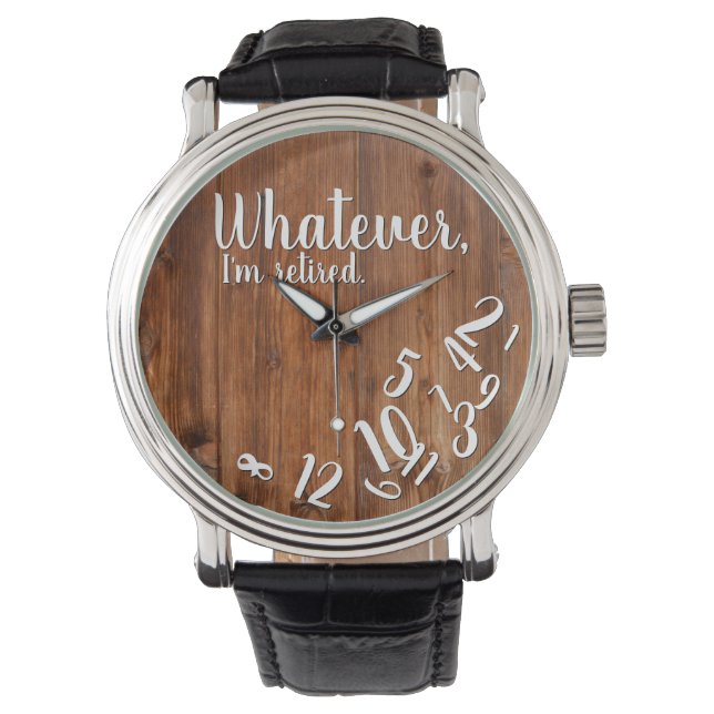 Ik ben Rustic Wood Funny Retirement Brown Horloge (Voorkant)