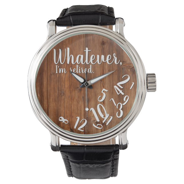 Ik ben Rustic Wood Funny Retirement Brown Horloge (Voorkant)