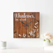 Ik ben Rustic Wood Funny Retirement Brown Vierkante Klok (Huis)