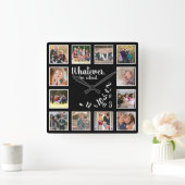 Ik ben Rustic Wood Retirement Photo Collage Vierkante Klok (Huis)