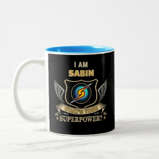 Ik Ben SABIN Wat Is Jouw Superkracht Tweekleurige Koffiemok
