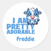 Ik ben  Schattig Blue Custom Ronde Sticker (Voorkant)