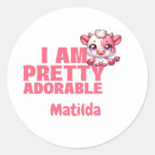 Ik ben  Schattig Roze Custom Classic Ronde Sti Ronde Sticker (Voorkant)