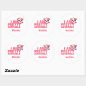 Ik ben  Schattig Roze Custom Classic Ronde Sti Ronde Sticker (Vel)