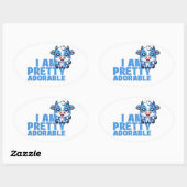 ik ben  Schattige Blauwe en Witte Koe Ovale Sticker (Vel)
