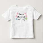 Ik ben Schattige, mama is Schattige, papa heeft ge Kinder Shirts<br><div class="desc">Harten en vier bladklaver zijn alle afzonderlijke vectorelementen die kunnen worden verplaatst, geroteerd, resized of verwijderd indien niet gewenst. De tekst is editable gebruikend het op-pagina tekstgebied of klik de "Customize het!"knoop voor meer doopvont, kleur en groeperingsopties.</div>