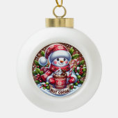 Ik ben Schattige van sneeuw" - Vrolijke sneeuwman Keramische Bal Ornament (Voorkant)