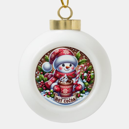 Ik ben Schattige van sneeuw" - Vrolijke sneeuwman  Keramische Bal Ornament (Voorkant)