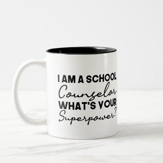 Ik ben schooladviseur wat is je Superpower? Tweekleurige Koffiemok (Links)