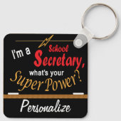 Ik ben schoolsecretaris, wat is je Superpower? ❤ Sleutelhanger (Achterkant)