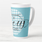 Ik ben Sew Geweldige Blue Gingham Latte Mok (Rechterhoek)