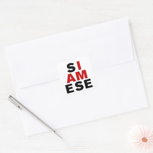 IK BEN SIAMESE VIERKANTE STICKER (Envelop)