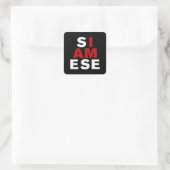 IK BEN SIAMESE VIERKANTE STICKER (Tas)