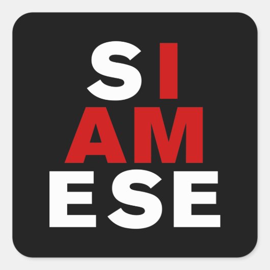 IK BEN SIAMESE VIERKANTE STICKER (Voorkant)