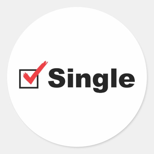 Ik ben single en beschikbaar ronde sticker (Voorkant)