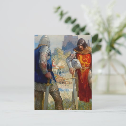 “Ik ben Sir Lancelot du Lake” door NC Wyeth Briefkaart (Staand voorkant)