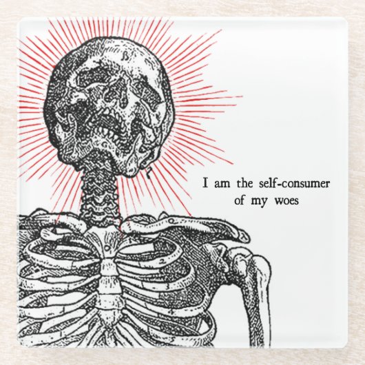 Ik ben Skeleton. Glazen Onderzetter (Voorkant)