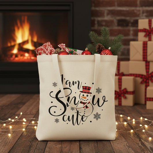 Ik ben sneeuw schattig winter sneeuwman tote bag