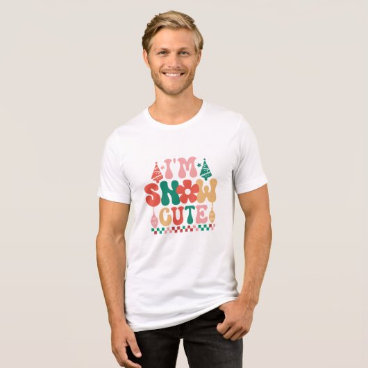 Ik ben Sneeuw Schattige Groovy Kerst Feestdagen Tri-Blend Shirt (Voorkant volledig)
