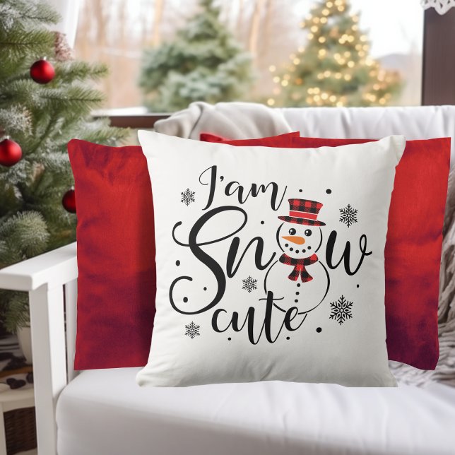 Ik ben Snow Cute Winter Snowman Kussen (I am Snow Cute Winter Snowman Throw Pillow)