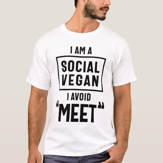 Ik ben sociaal Vegan, vermijd grappige vegetariële T-shirt (Voorkant)