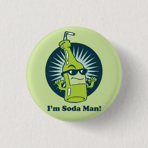 Ik ben Soda Man! Grappige woordspeling Flair Butto Ronde Button 3,2 Cm