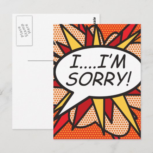Ik ben SORRY Fun Retro Comic Book Pop Art Briefkaart (Voorkant / Achterkant)