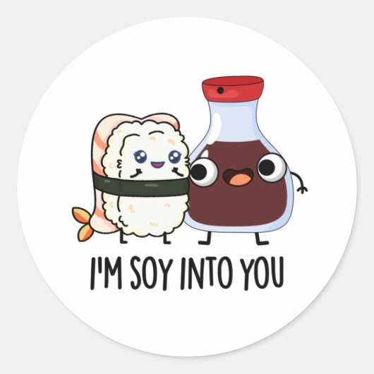 Ik ben Soy in You Cute Soy Sauce Pun Ronde Sticker (Voorkant)