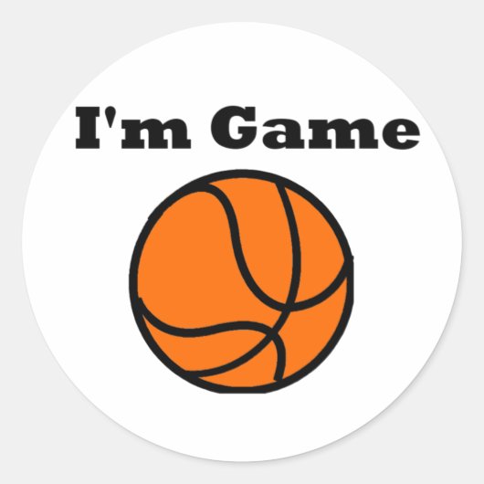 Ik ben Spel (Basketball) Ronde Sticker (Voorkant)