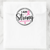 Ik Ben Sterk Borstkanker Bewustzijn Ronde Sticker (Tas)