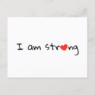 Ik ben sterk Heart Typografie Red Black Briefkaart