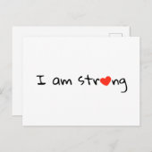 Ik ben sterk Heart Typografie Red Black Briefkaart (Voorkant / Achterkant)