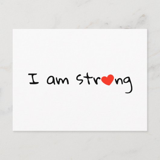 Ik ben sterk Heart Typografie Red Black Briefkaart (Voorkant)