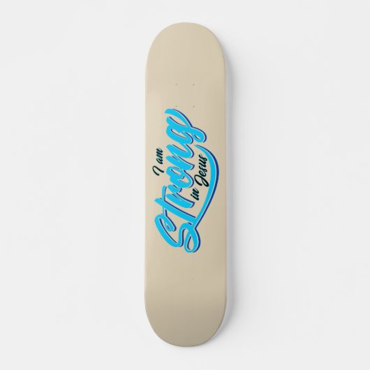 Ik ben sterk in Jesus Black en Blue Persoonlijk Skateboard (Voorkant)