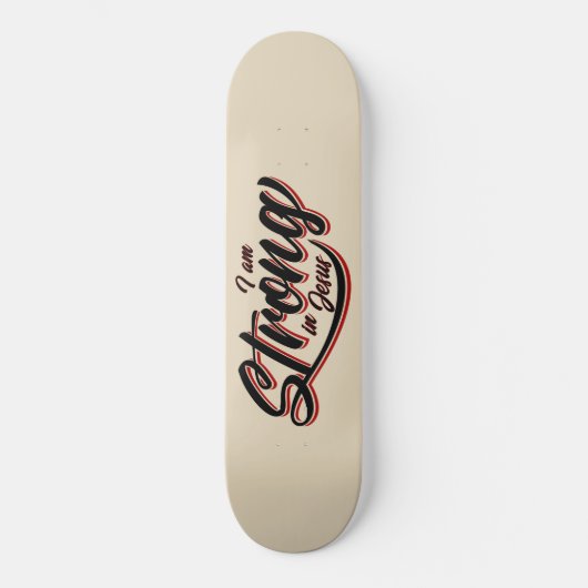 Ik ben sterk in Jesus Black en Red Persoonlijk Skateboard (Voorkant)