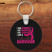 Ik ben sterk krachtig roze borstkanker S Sleutelhanger (Voorkant)